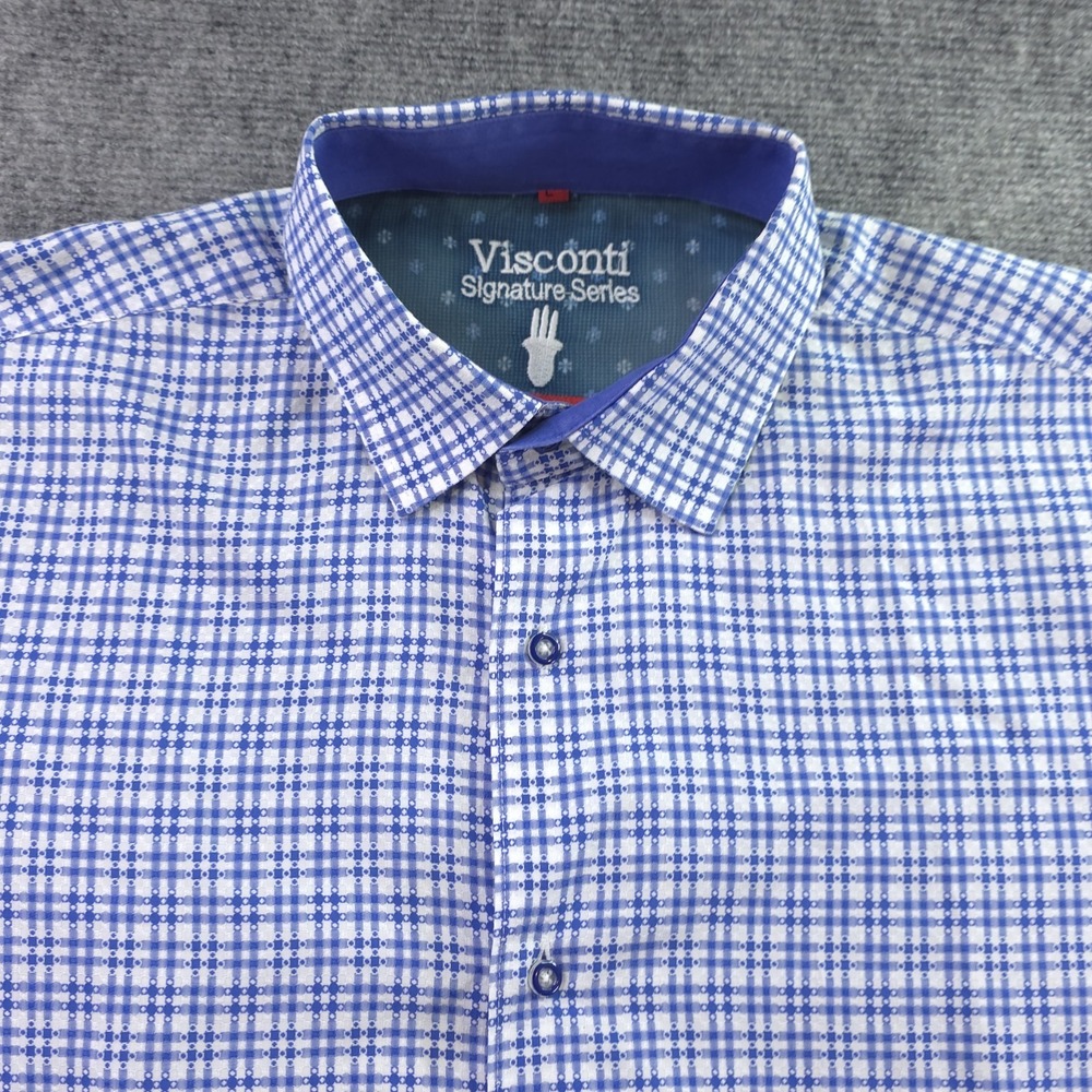 Visconti Signature Series Shirt Large Limited Edition Blue Check Long Sleeve - Picture 2 of 8